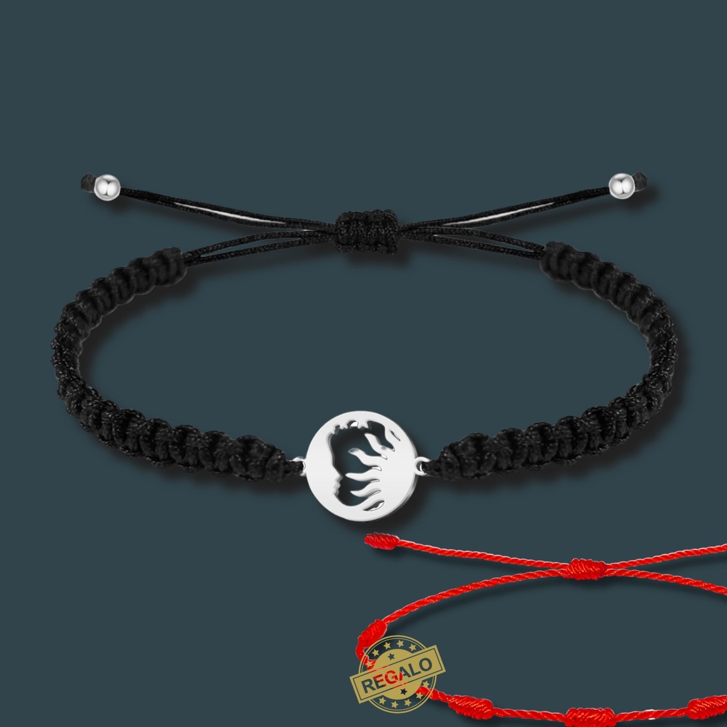 ✨Pulsera de Hilo Trenzado Hecha a Mano 🧵 con Amuleto de Suerte y Protección 🍀 Acero Inoxidable 💎 ¡Incluye Pulsera 7 Nudos de Regalo! 🎁