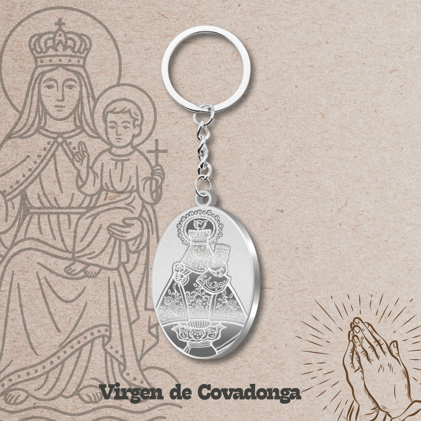 Llavero virgen de Covadonga Acero Inoxidable