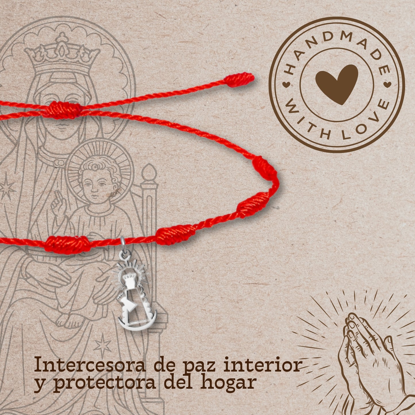 Pulsera 7 nudos con Virgen de la Bien Aparecida