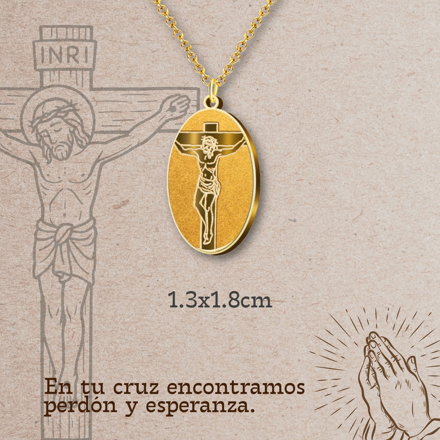 Colgante Acero Jesús Crucificado color Dorado