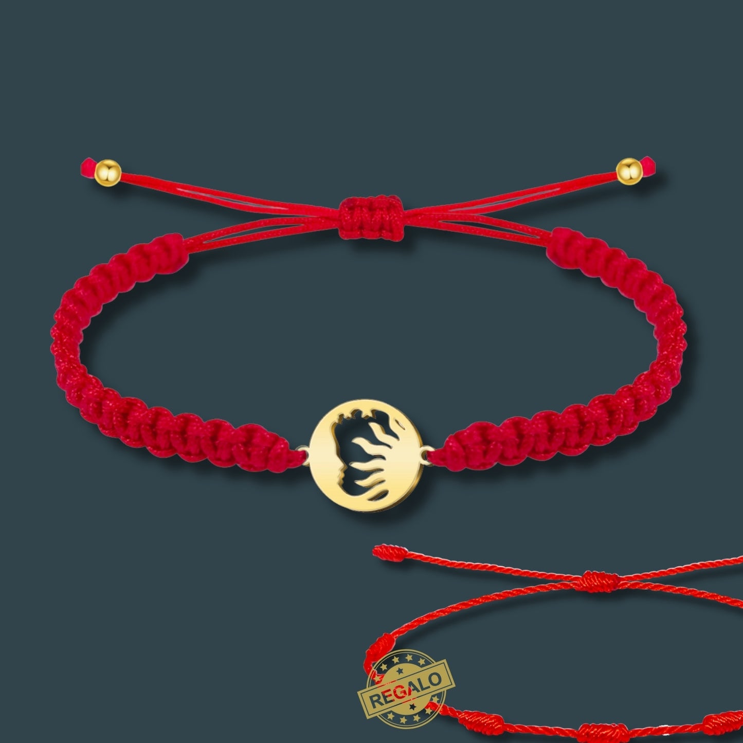 Pulsera Hilo Destino Roja Hecho a Mano 🧵 con Amuleto de Suerte y Protección 🍀 en Acero Inoxidable 💎 ¡Incluye Pulsera 7 Nudos de Regalo! 🎁