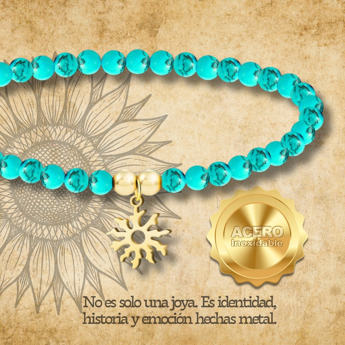 Pulsera tuquesa -EGUZKILORE-Dorado