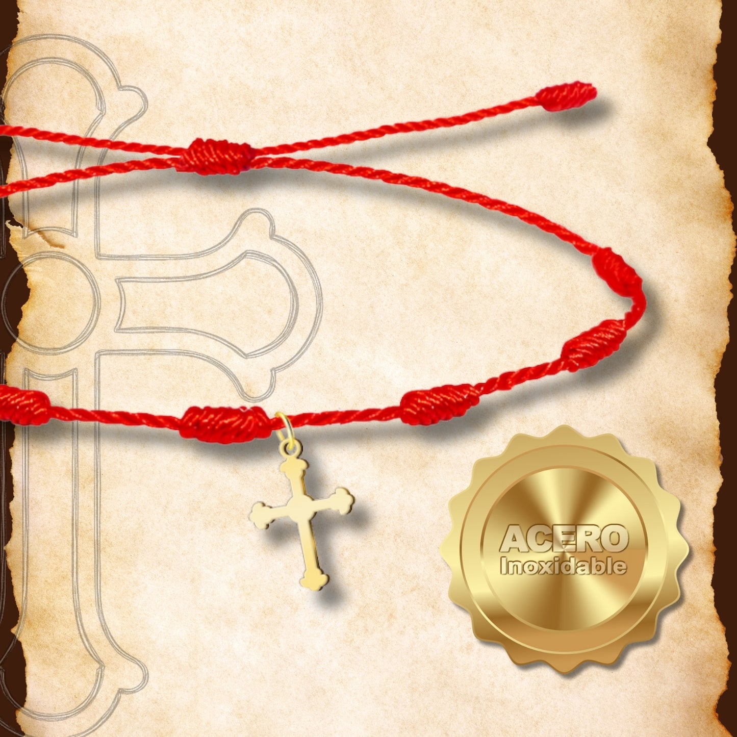 Pulsera 7 nudos con colgante Cruz de Liébana