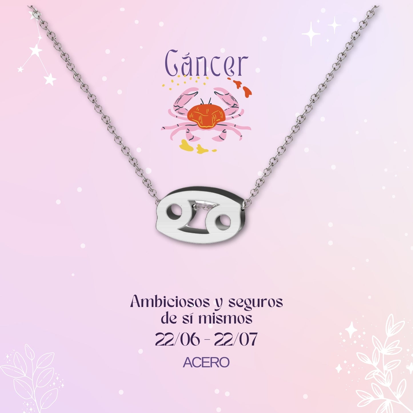 ✨Collar Zodíaco en acero inoxidable + Tarjeta con significado 💌 ¡Incluye pulsera 7 nudos y caja de regalo! 🎁✨