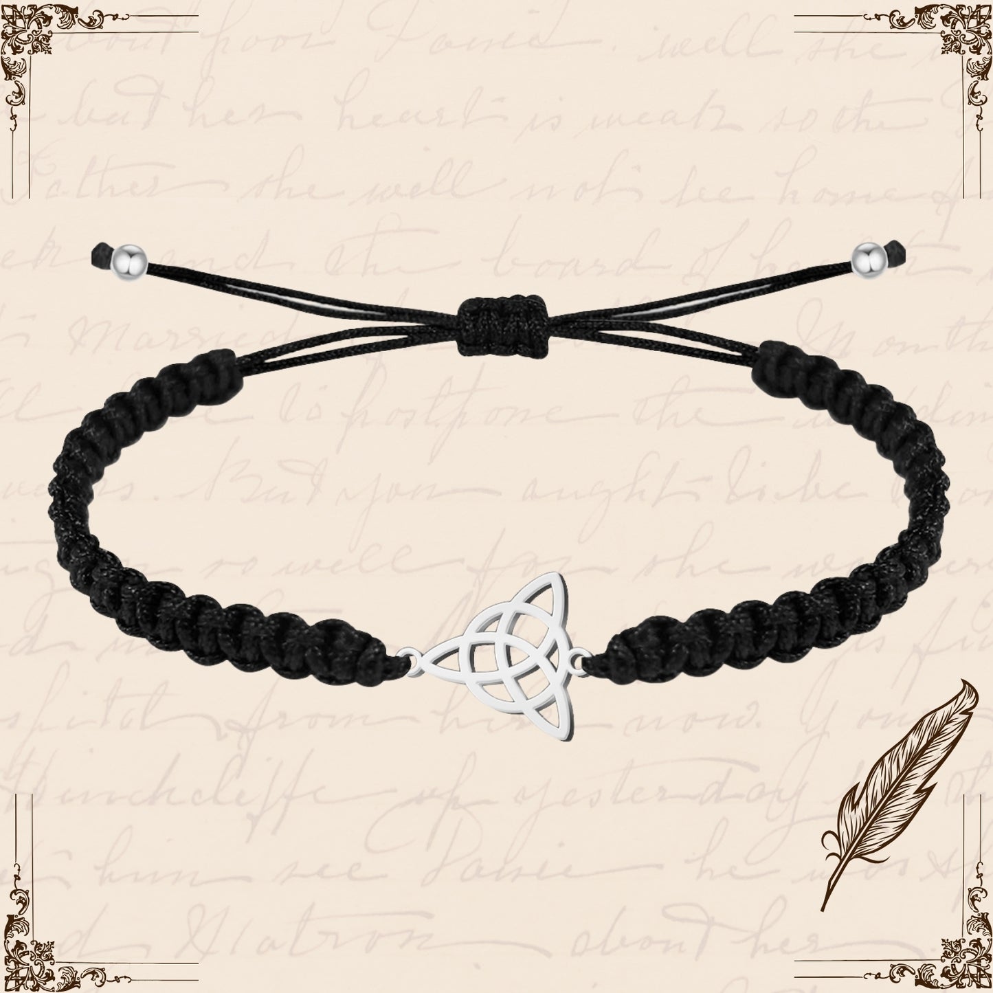 Pulsera Hilo Destino con Nudo de la Trinidad Acero Plateado