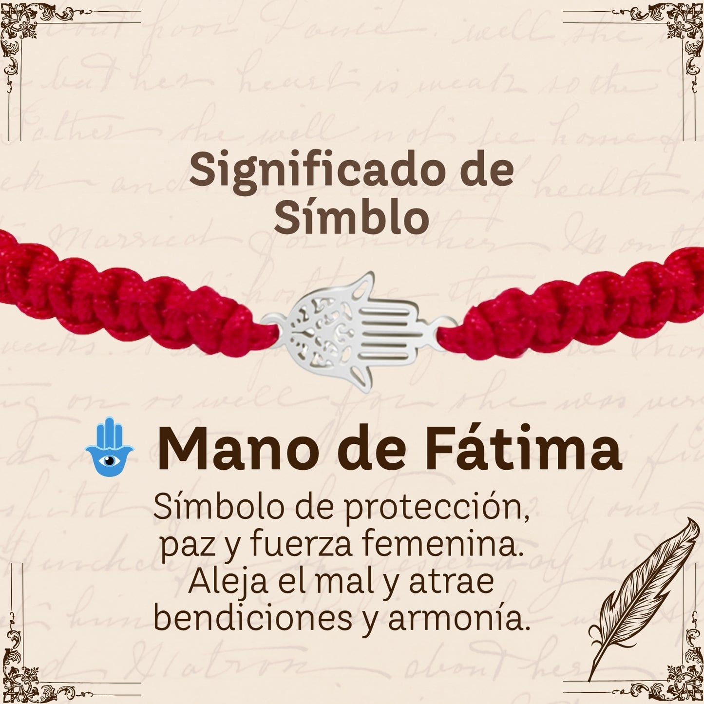 Pulsera Hilo Destino Rojo-Mano Fatima Plateado