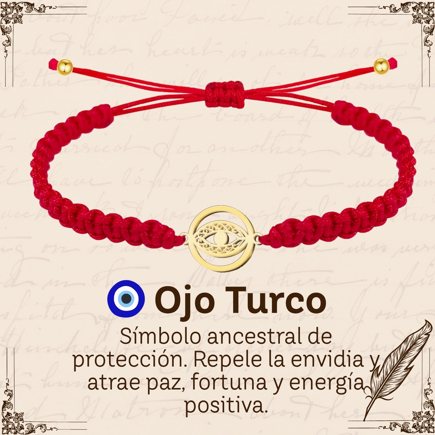 Pulsera Hilo Destino Roja Hecho a Mano 🧵 con Amuleto de Suerte y Protección 🍀 en Acero Inoxidable 💎