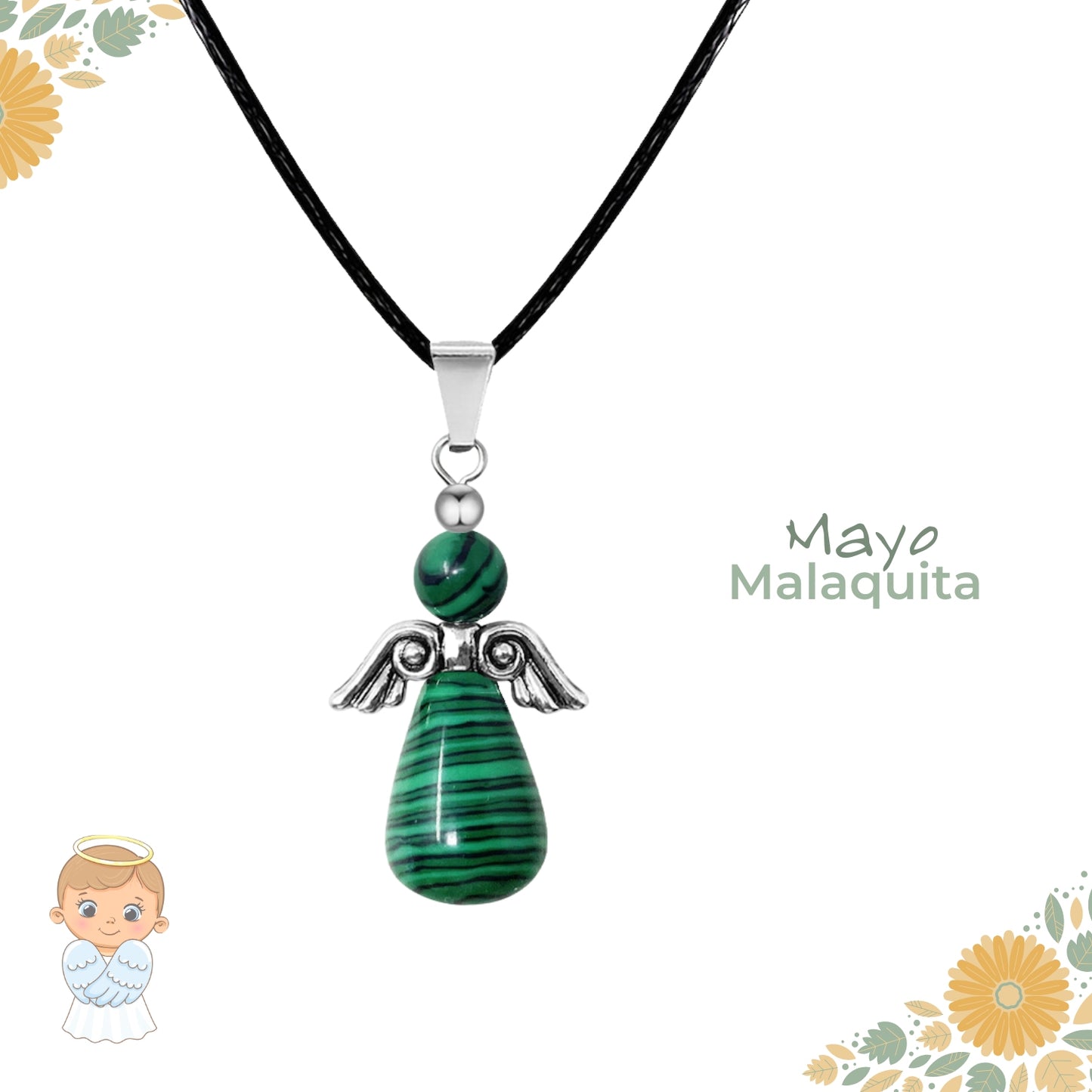 Regalo con intención 💖 Colgante Ángel de la guarda + piedra energética + tarjeta diseñada ¡y pulsera 7 nudos GRATIS!