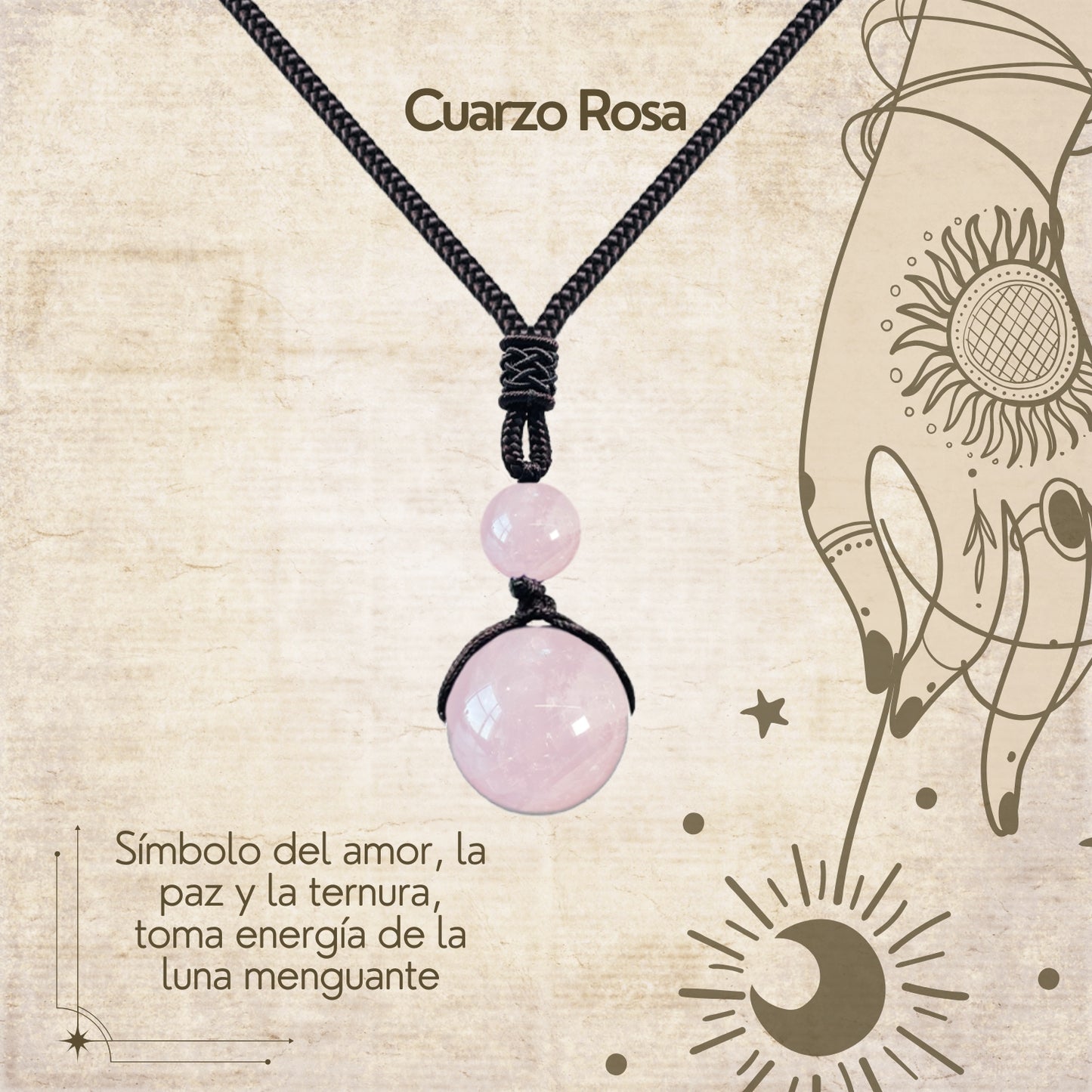 Colgante de piedra natural 14 mm 🌈 ¡Hecho a mano y con significado único! 🔮 Cuerda ajustable 40–70 cm