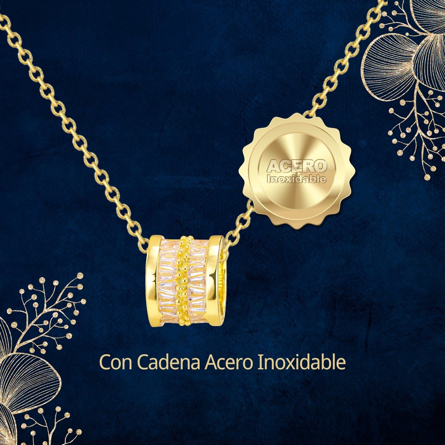 Collar Acero y colgante Cobre con Piedra Circonita para Regalar a Hermana