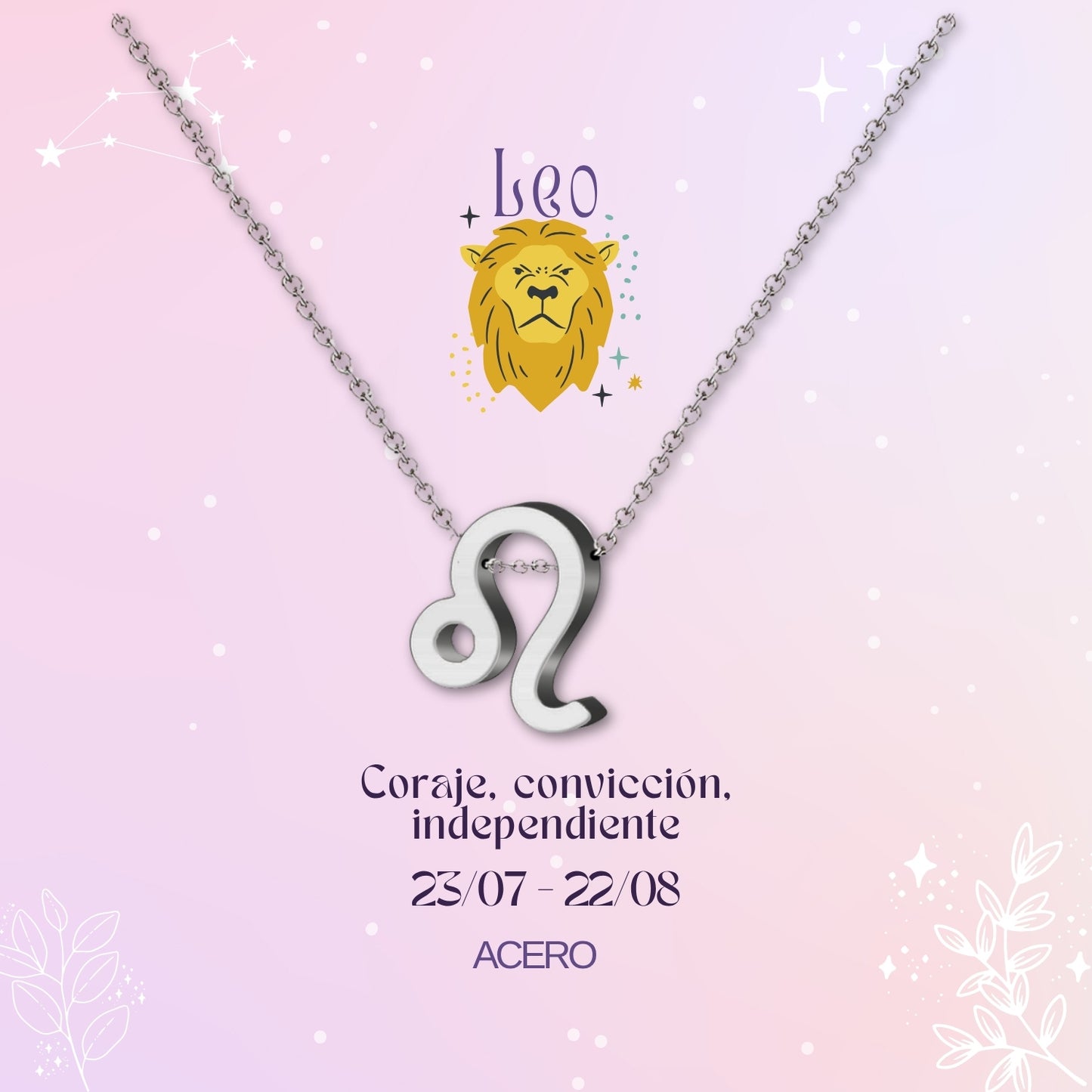 ✨Collar Zodíaco en acero inoxidable + Tarjeta con significado 💌 ¡Incluye pulsera 7 nudos y caja de regalo! 🎁✨