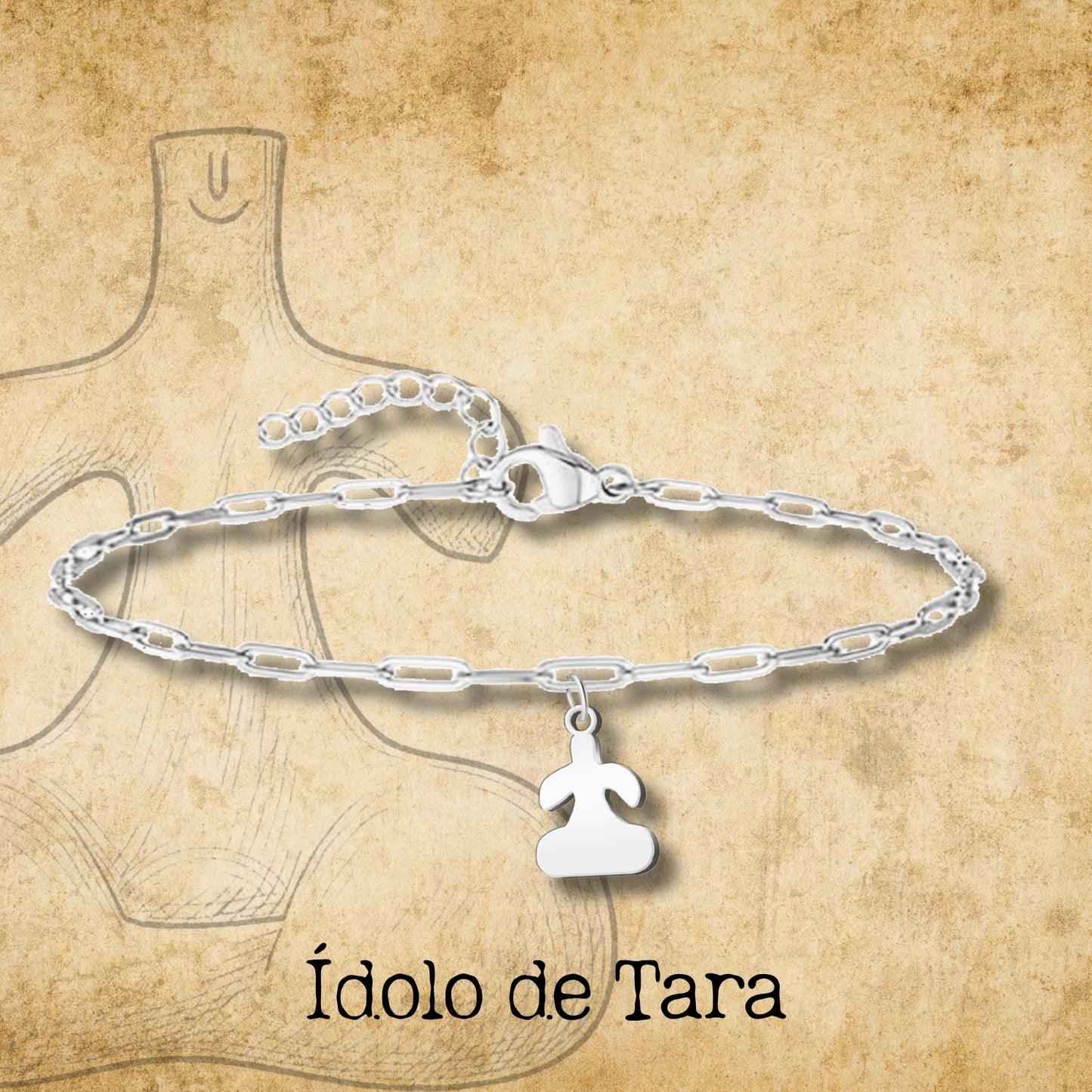 Pulsera Con Idolo de Tarra Acero Plateado
