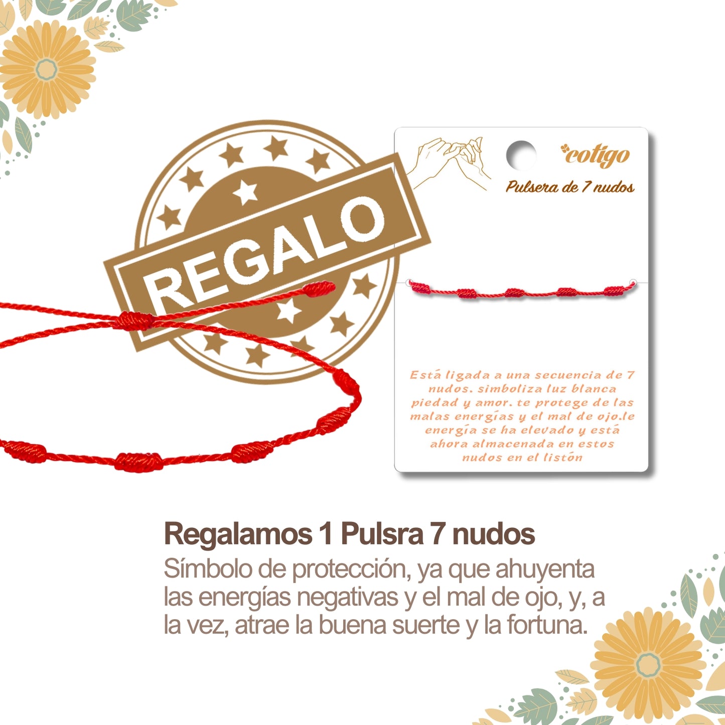 Regalo con intención 💖 Colgante Ángel de la guarda + piedra energética + tarjeta diseñada ¡y pulsera 7 nudos GRATIS!
