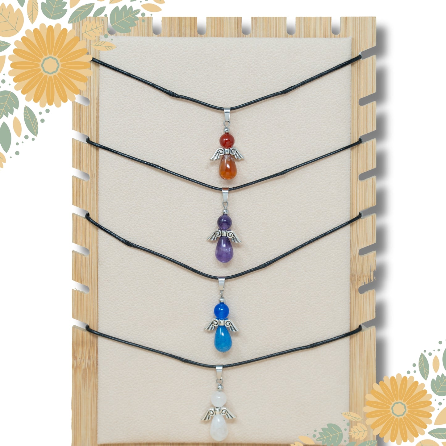 Regalo con intención 💖 Colgante Ángel de la guarda + piedra energética + tarjeta diseñada ¡y pulsera 7 nudos GRATIS!