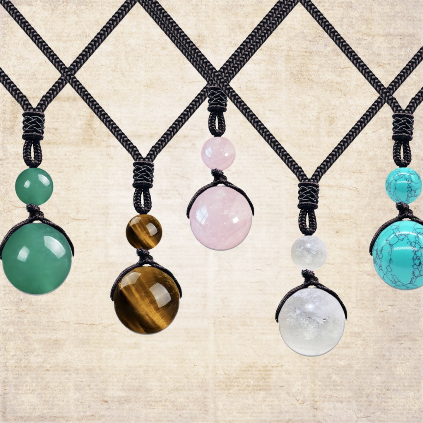 Colgante de piedra natural 14 mm 🌈 ¡Hecho a mano y con significado único! 🔮 Cuerda ajustable 40–70 cm