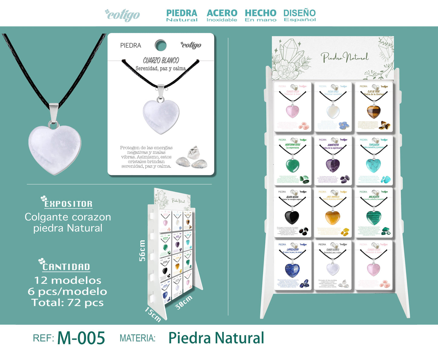 COLGANTE CORAZON PIEDRA NATURAL
