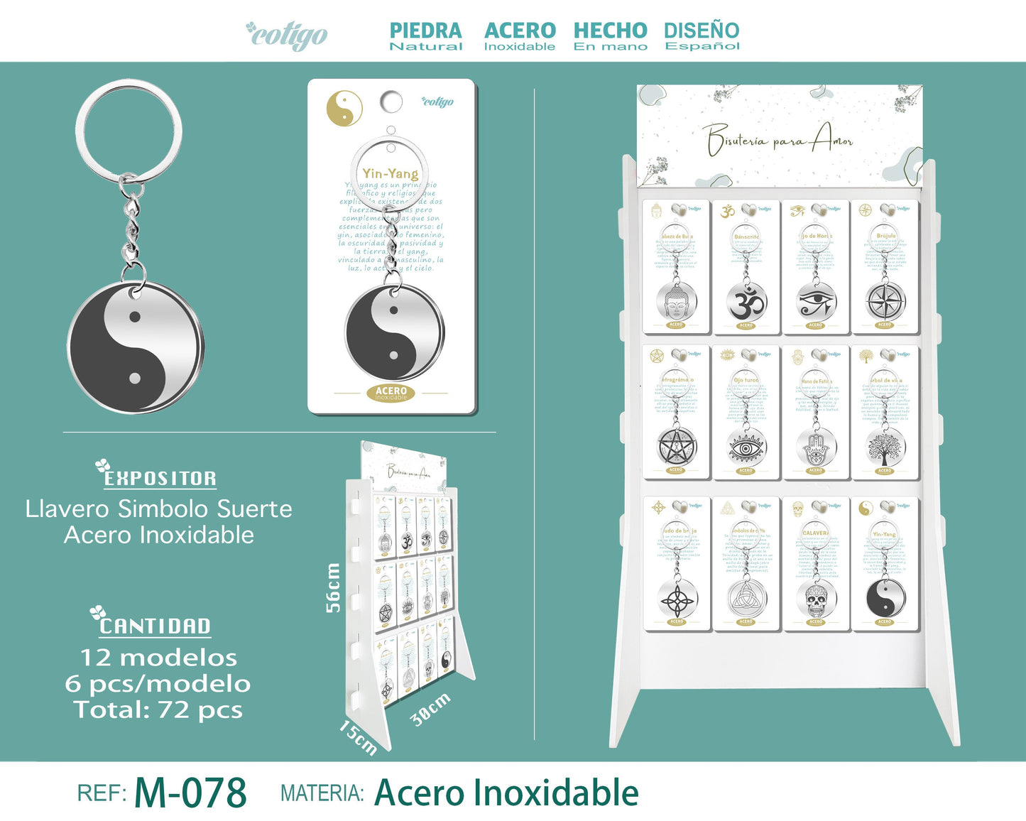 Llavero Simbolo Suerte Acero Inox