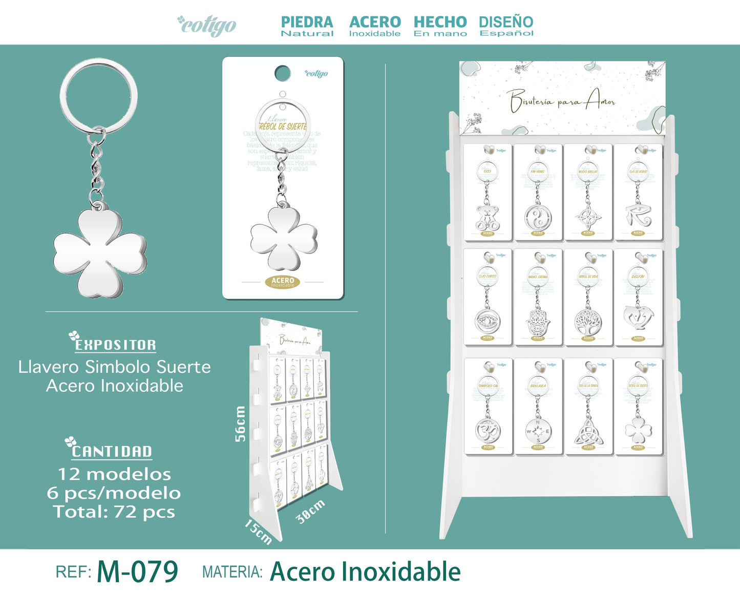Llavero Simbolo suerte Acero Inox