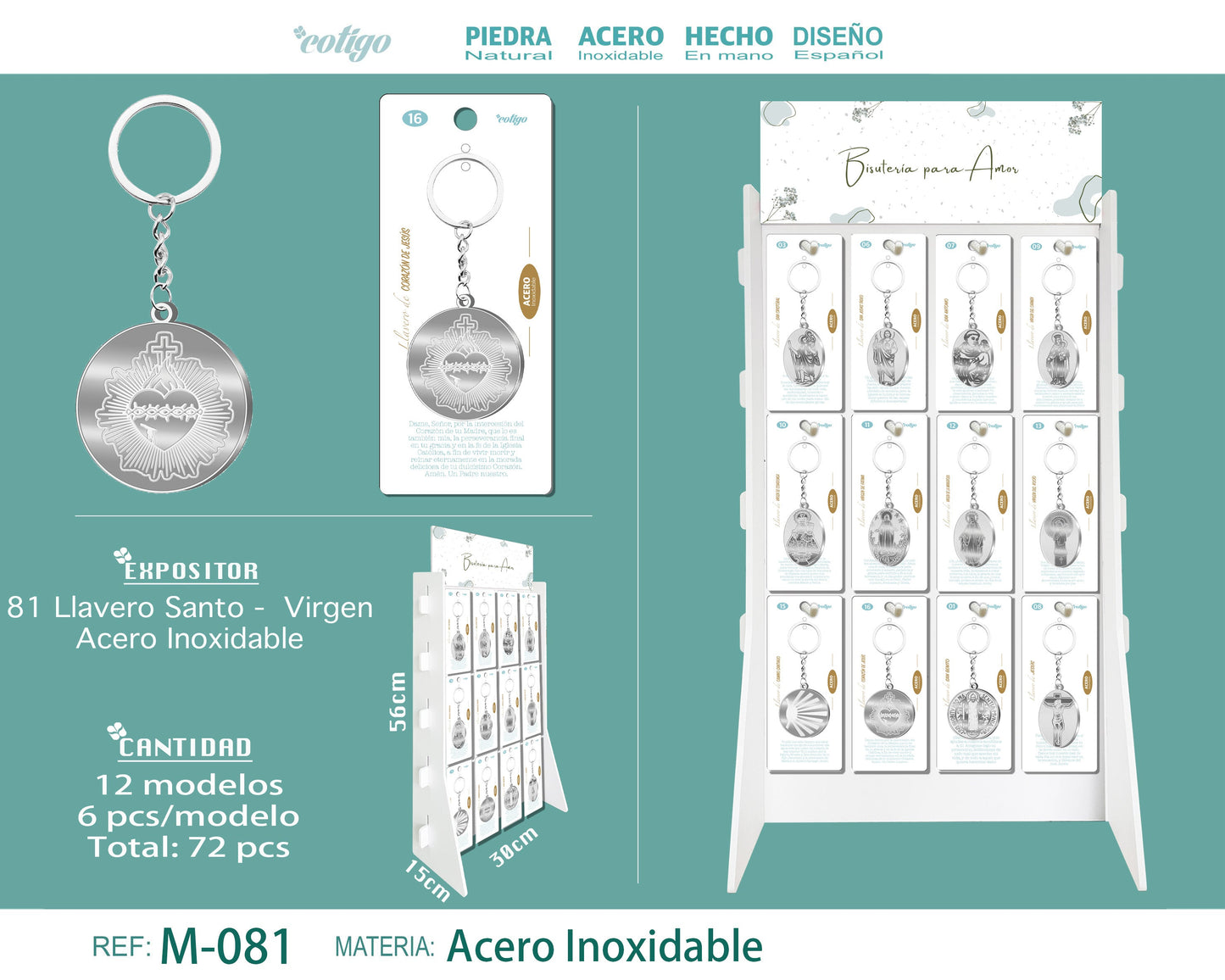 LLAVERO SANTO-VIRGEN ACERO INOX