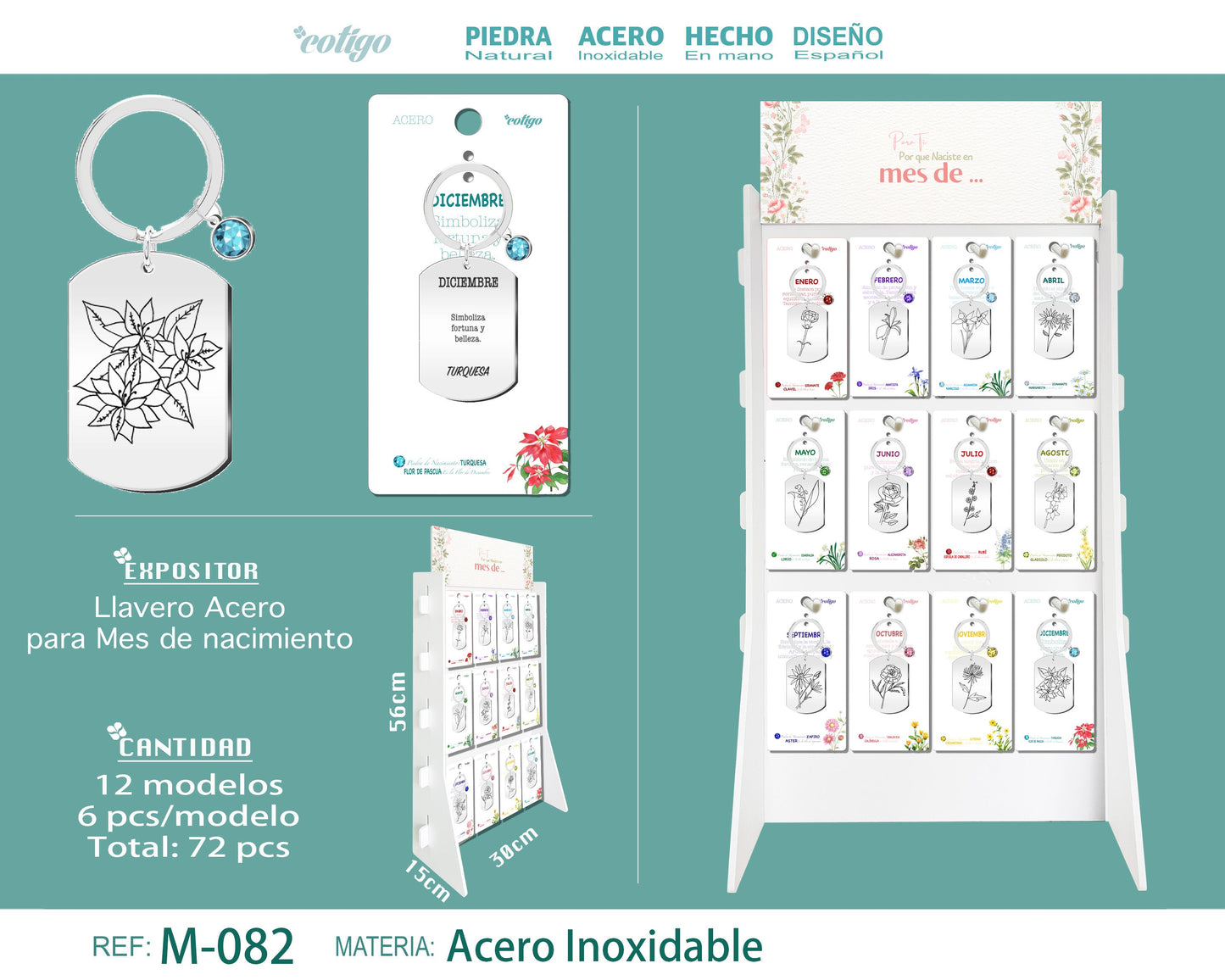LLAVERO ACERO PARA MES DE NACIMIENTO
