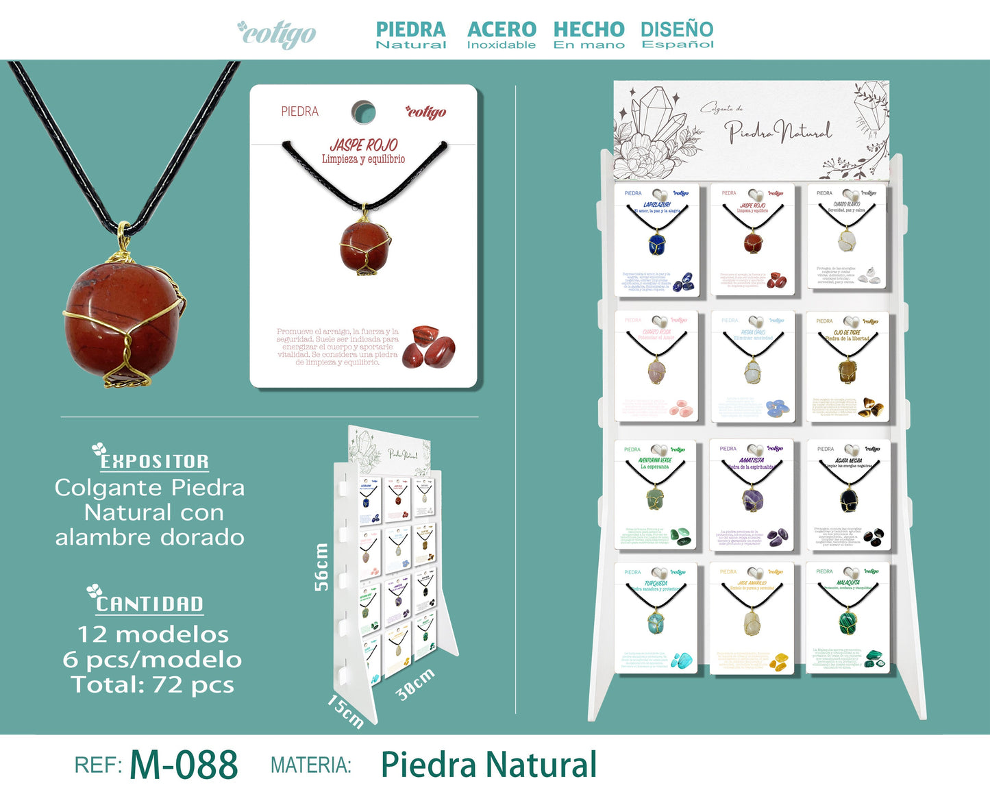 Colgante Piedra Natural con Alambre Dorado