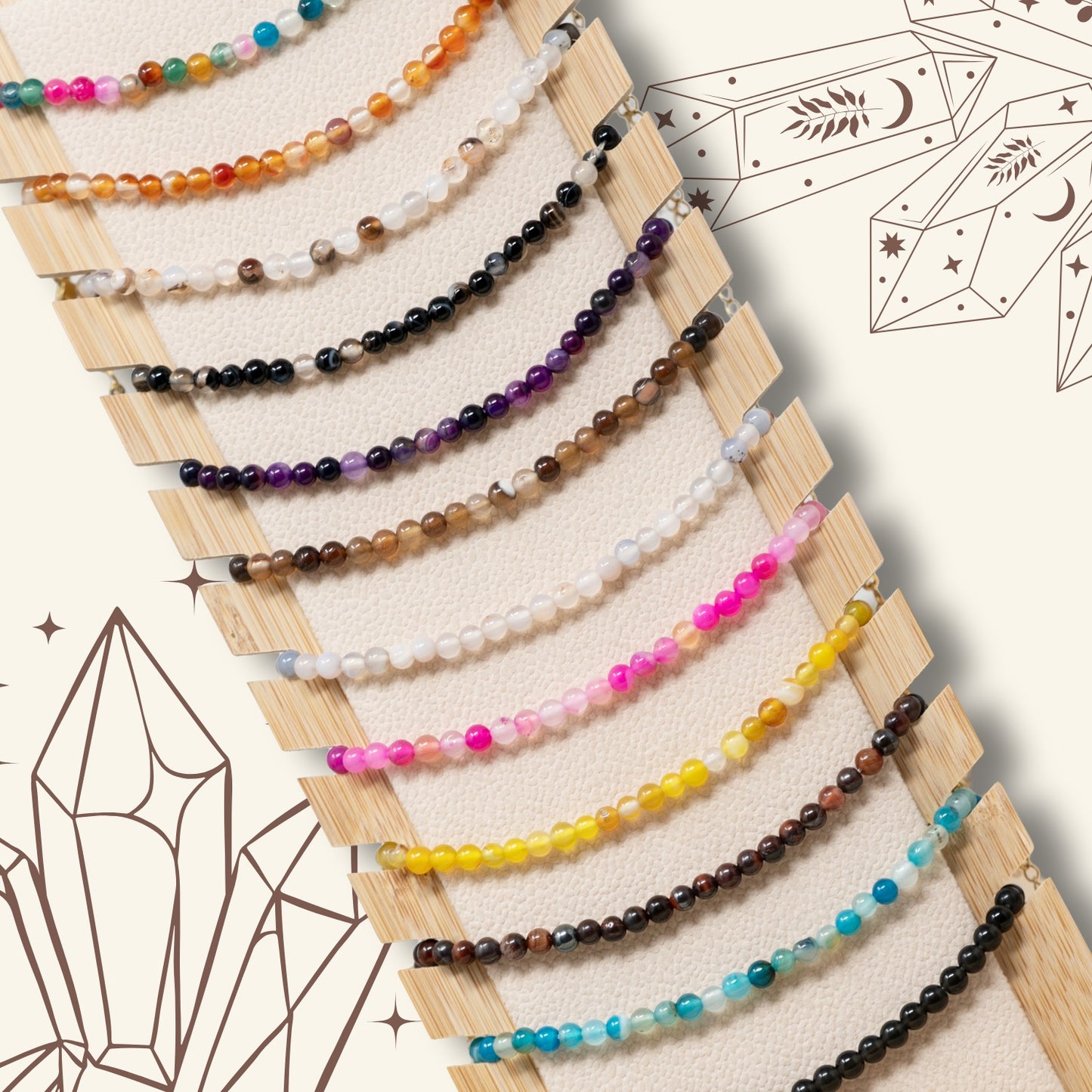 🌿 Pulsera de Piedra Natural 4mm ✨ con Accesorio en Acero Inoxidable 💎 ¡Incluye Pulsera 7 Nudos de Regalo! 🎁
