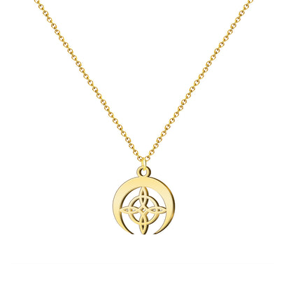 Colgante Nudo Bruja en Acero Inoxidable 💎 Amuleto contra el Mal de Ojo 🧿 Collar de Suerte para Mujer y Hombre + Pulsera 7 Nudos de Regalo 🎁 con Tarjeta Diseñada