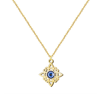 Colgante Nudo Bruja en Acero Inoxidable 💎 Amuleto contra el Mal de Ojo 🧿 Collar de Suerte para Mujer y Hombre + Pulsera 7 Nudos de Regalo 🎁 con Tarjeta Diseñada