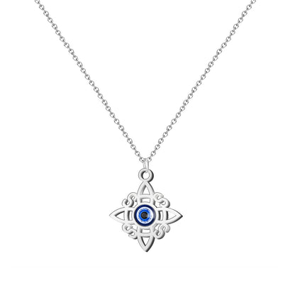 Colgante Nudo Bruja en Acero Inoxidable 💎 Amuleto contra el Mal de Ojo 🧿 Collar de Suerte para Mujer y Hombre + Pulsera 7 Nudos de Regalo 🎁 con Tarjeta Diseñada
