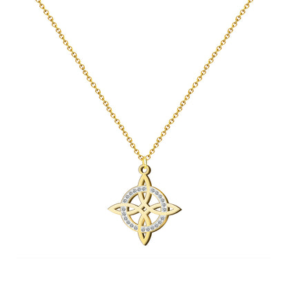 Colgante Nudo Bruja en Acero Inoxidable 💎 Amuleto contra el Mal de Ojo 🧿 Collar de Suerte para Mujer y Hombre + Pulsera 7 Nudos de Regalo 🎁 con Tarjeta Diseñada