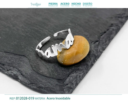 Anillo Acero para Mamá color Plateado