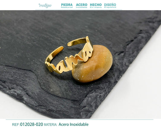 Anillo Acero para Mamá color Dorado