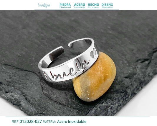 Anillo Acero para Abuela color Plateado