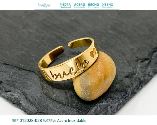 Anillo Acero para Abuela color Dorado