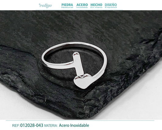 Anillo Acero Letra I color plateado