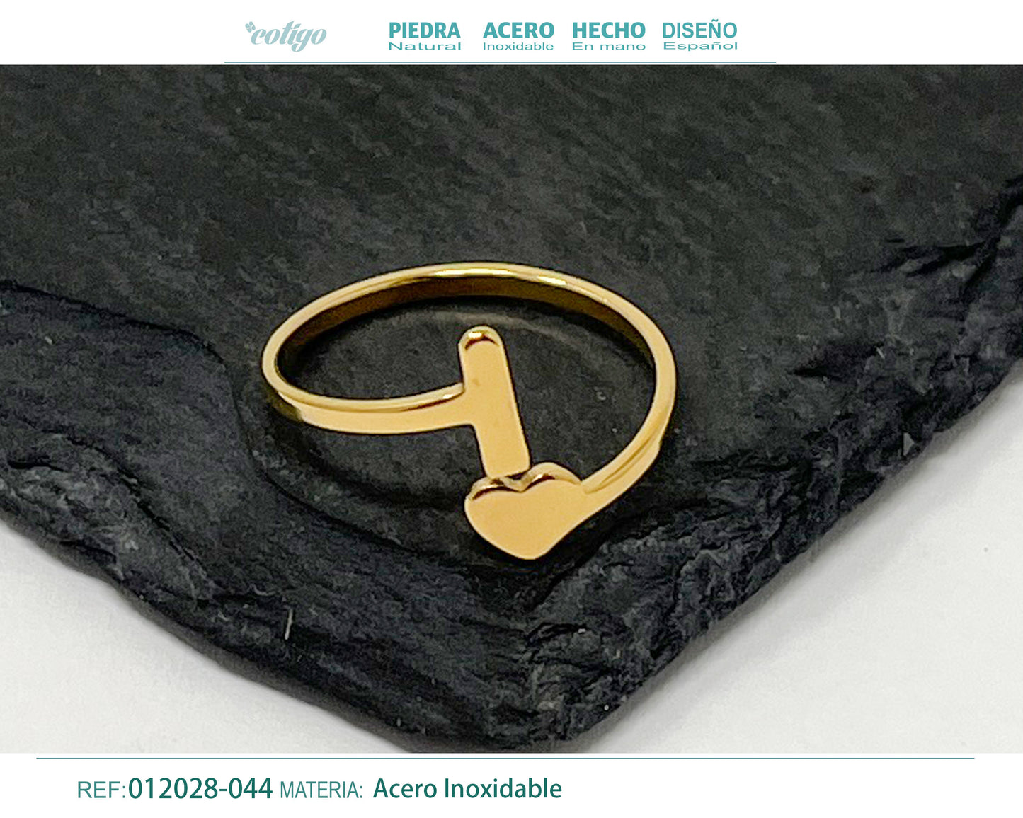 Anillo Acero letra I color Dorado