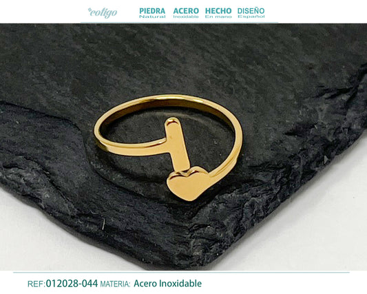 Anillo Acero letra I color Dorado