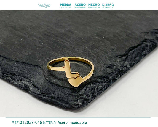 Anillo Acero letra L color Dorado
