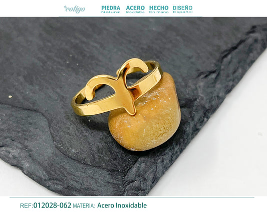 Anillo Acero zodiaco color Dorado