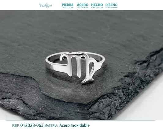 Anillo Acero Zodiaco color Plateado