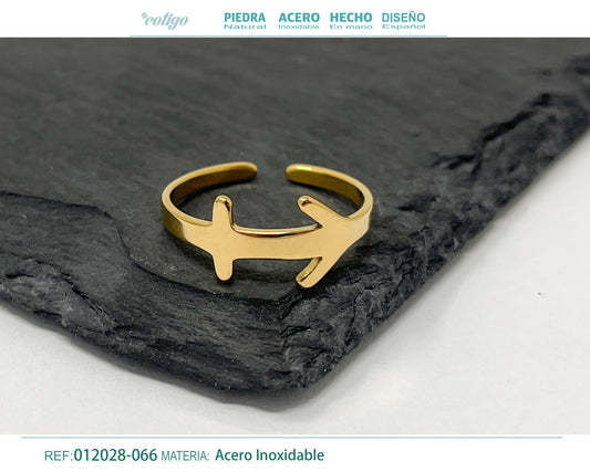Anillo Acero zodiaco color Dorado