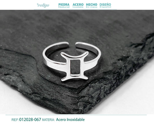 Anillo Acero Zodiaco color Plateado