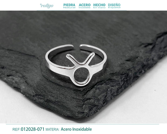 Anillo Acero Zodiaco color Plateado