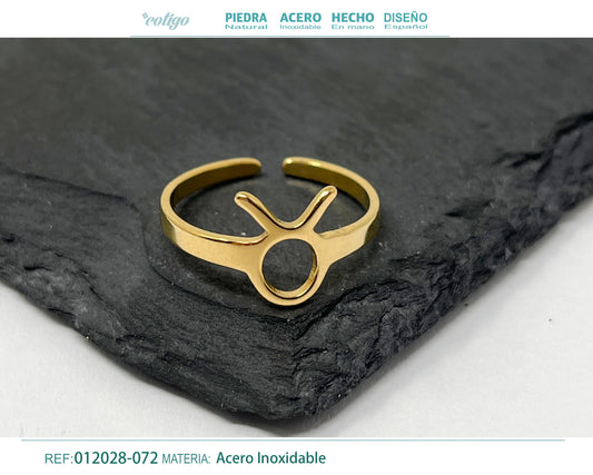 Anillo Acero zodiaco color Dorado