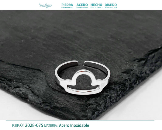 Anillo Acero Zodiaco color Plateado