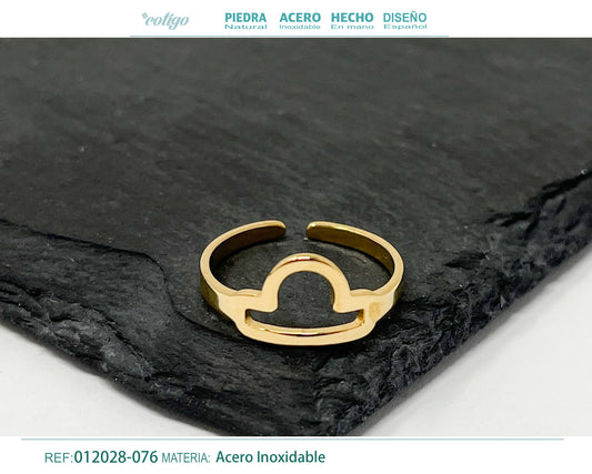 Anillo Acero zodiaco color Dorado