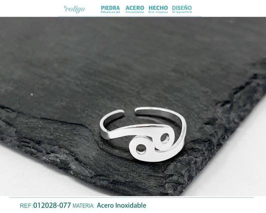 Anillo Acero Zodiaco color Plateado
