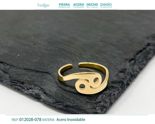 Anillo Acero zodiaco color Dorado