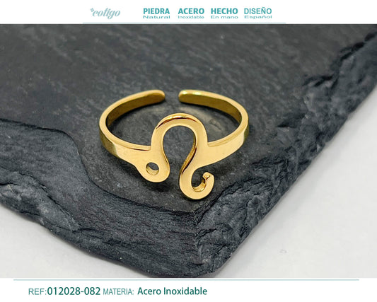 Anillo Acero zodiaco color Dorado