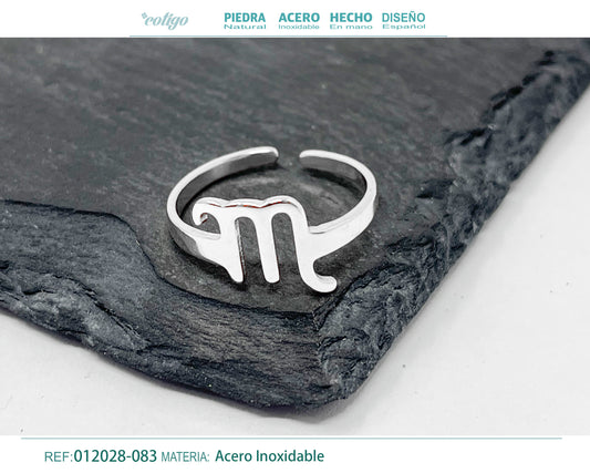 Anillo Acero Zodiaco color Plateado